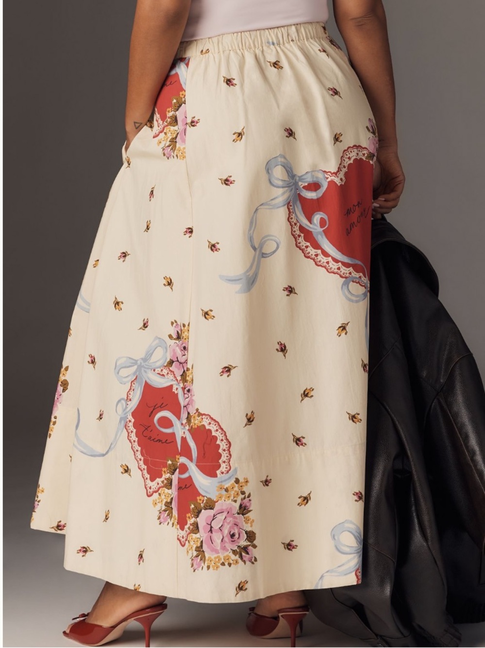 NWT Anthropologie Maeve Jacie Poplin Vintage Heart Floral Print Maxi Skirt S - Picture 7 of 17